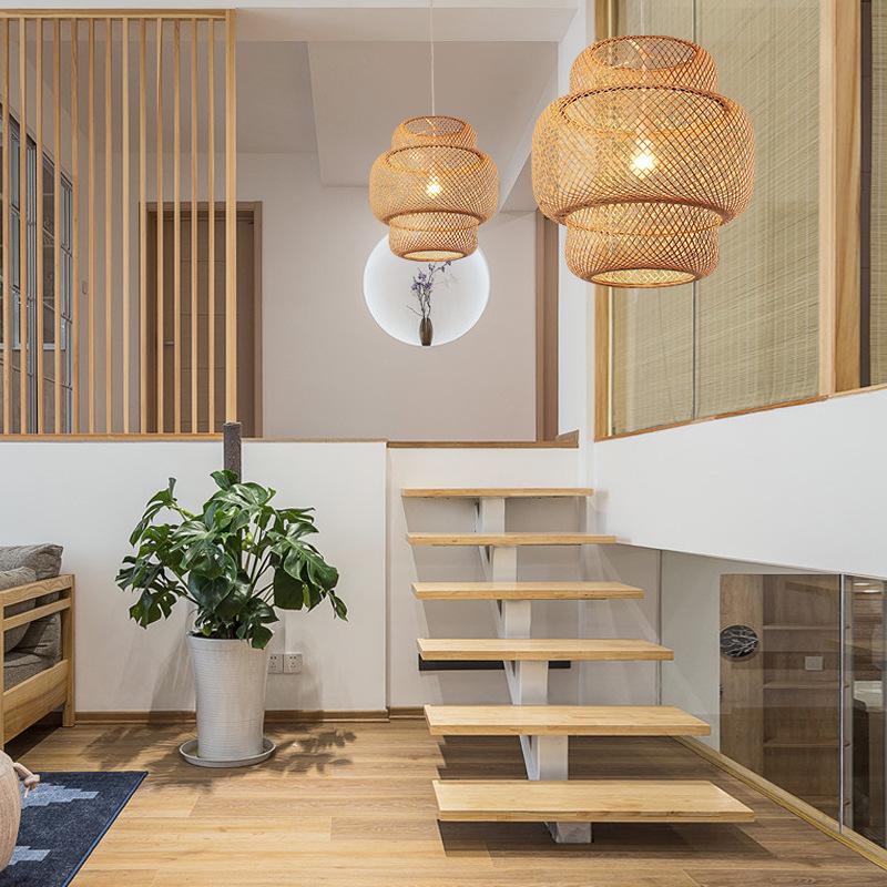 3 - Tiered Rustic Bamboo Woven Pendant Light Living Room Lighting Ideasing 1 - Light Single Cylinder Pendant