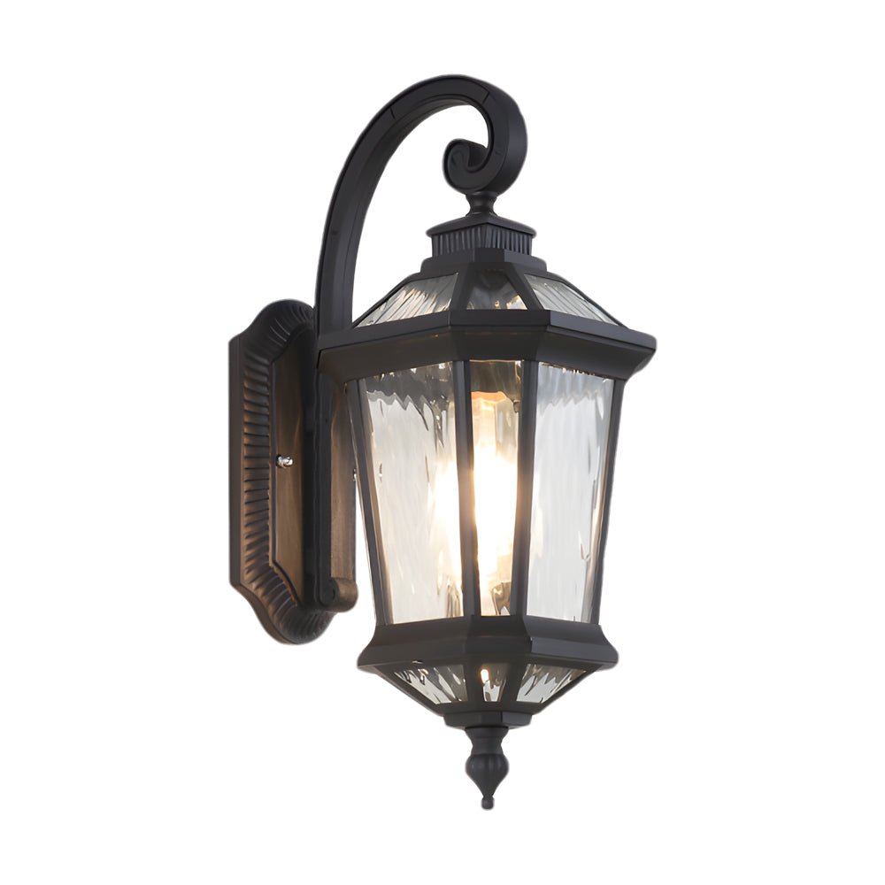 1 - Light Black Clear Water Glass Outdoor Wall Light Lantern Wall Sconce Porch Wall Mounted Lights Exterior Wall Lamp