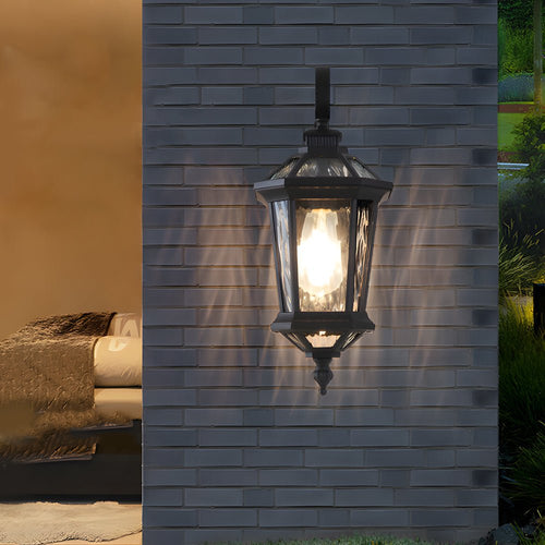 1 - Light Black Clear Water Glass Outdoor Wall Light Lantern Wall Sconce Porch Wall Mounted Lights Exterior Wall Lamp