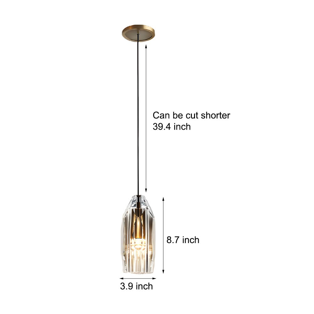 1 - Light Clear Single Geometric Pendant with Crystal Accents