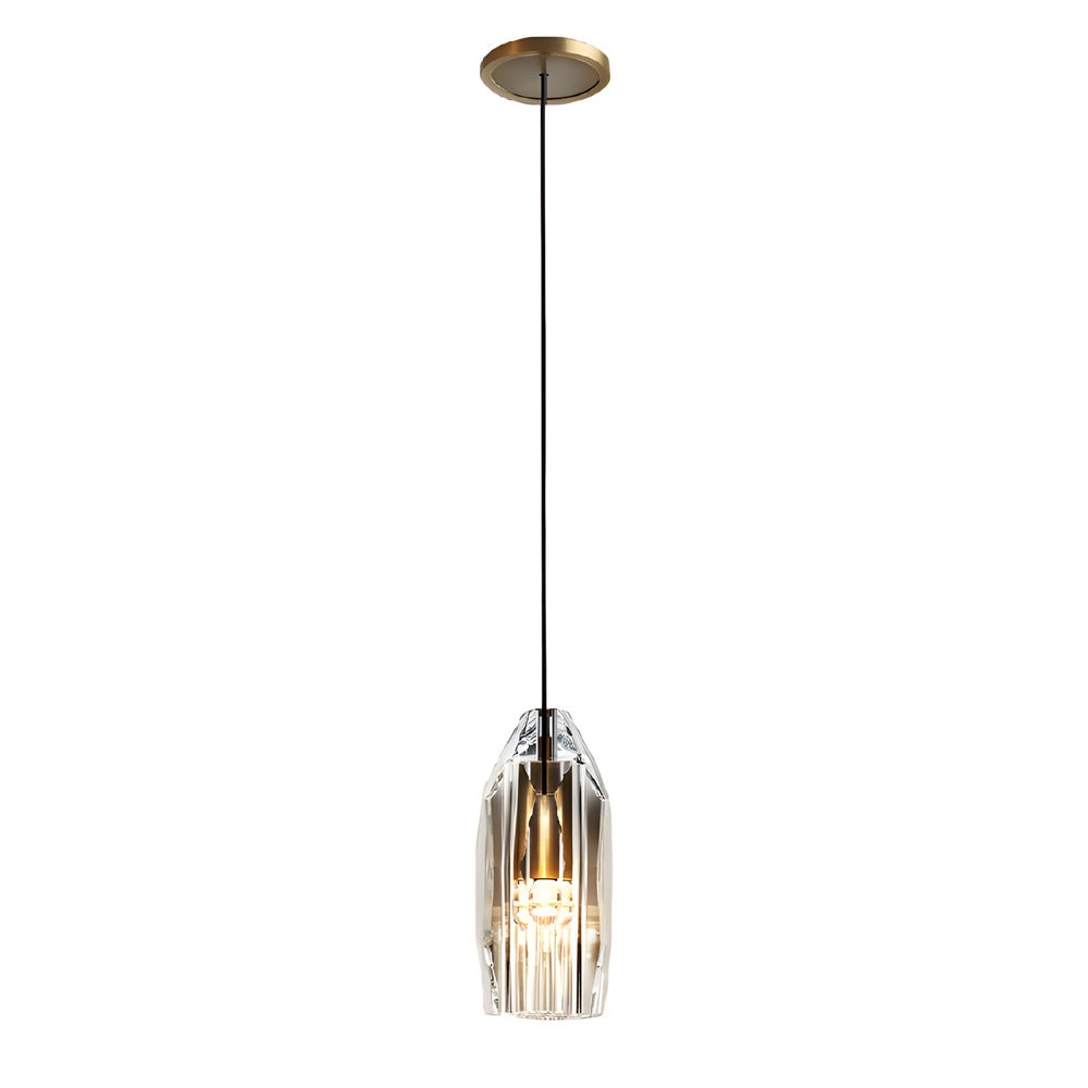 1 - Light Clear Single Geometric Pendant with Crystal Accents
