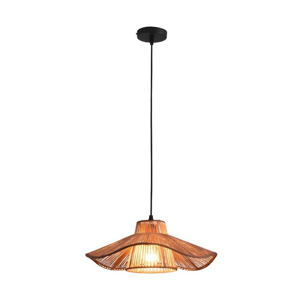 1 - Light Double Layer Hemp Rope Weaving Umbrella Pendant Light Kitchen Pendant Ceiling Lighting
