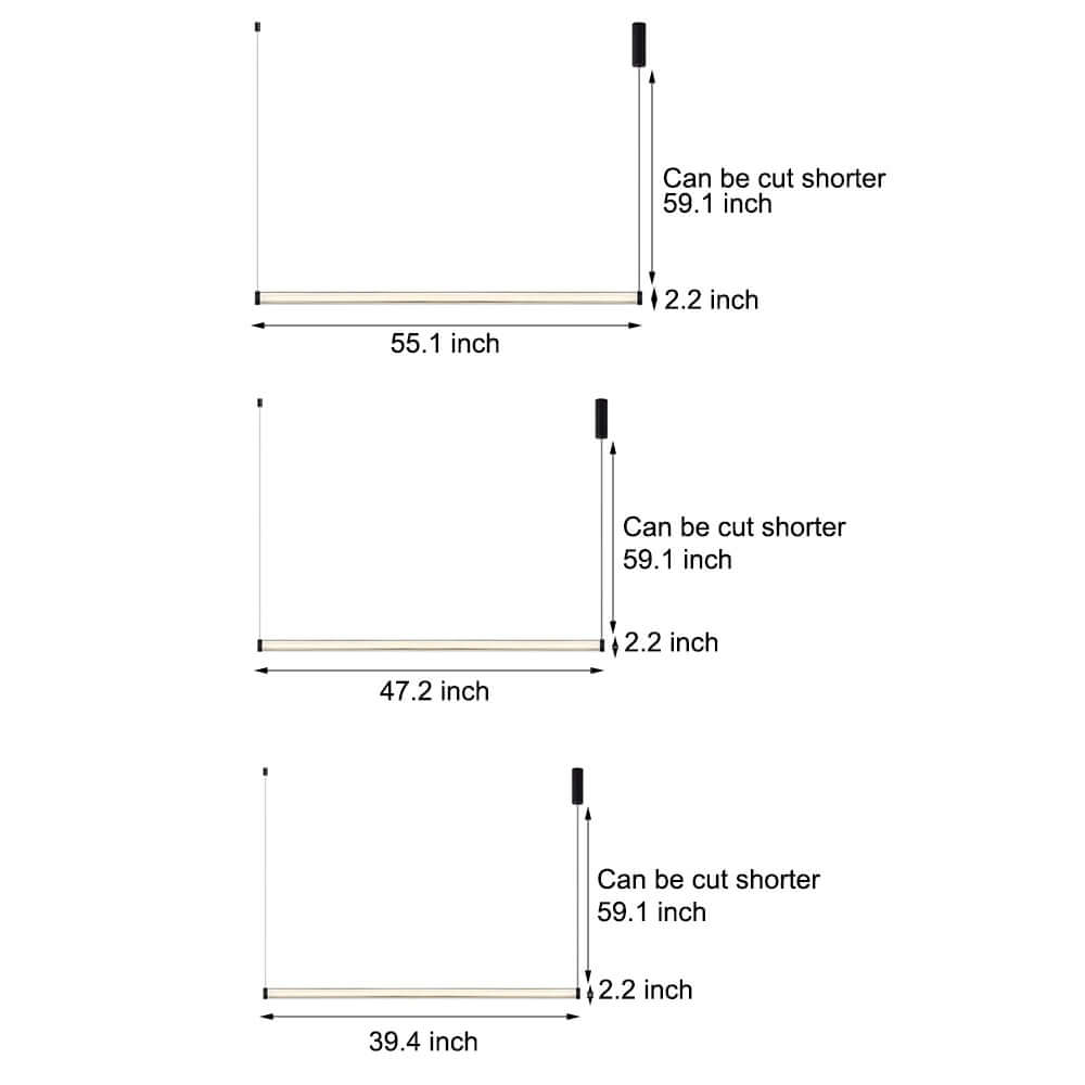 1 - Light Glass Linear LED Island Pendant Light