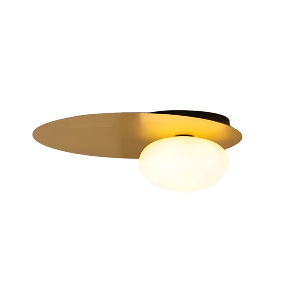 1 - Light LED Oval Metal White Glass Flush Mount Ceiling Light