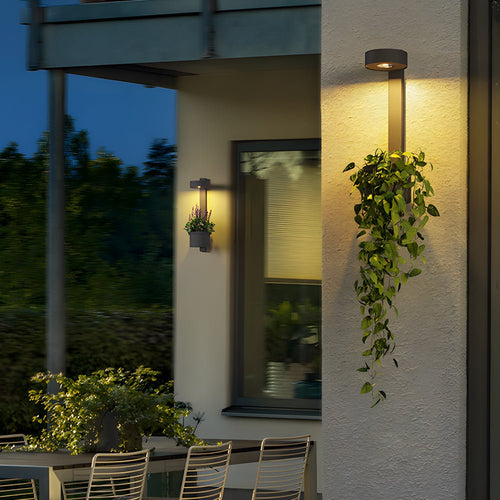 1 - Light Solar Wall Mounted Plant Stand Outdoor Wall Light with Planter