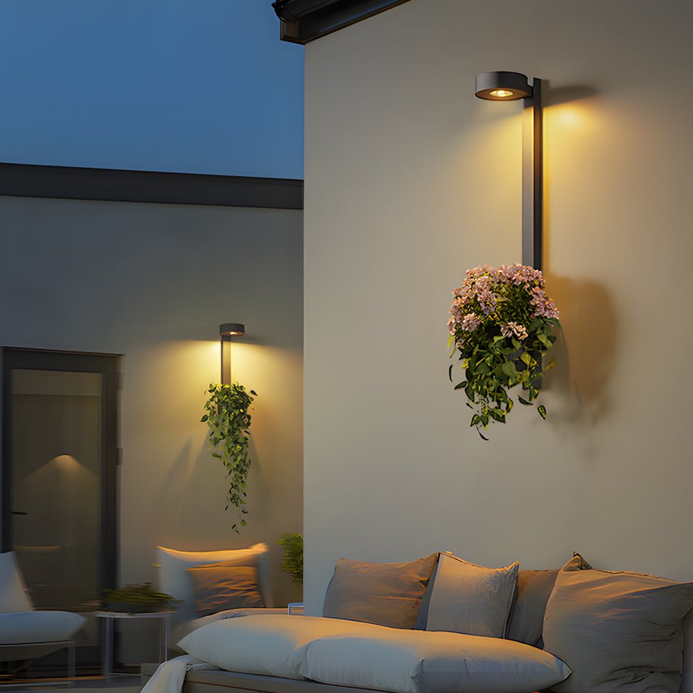 1 - Light Solar Wall Mounted Plant Stand Outdoor Wall Light with Planter
