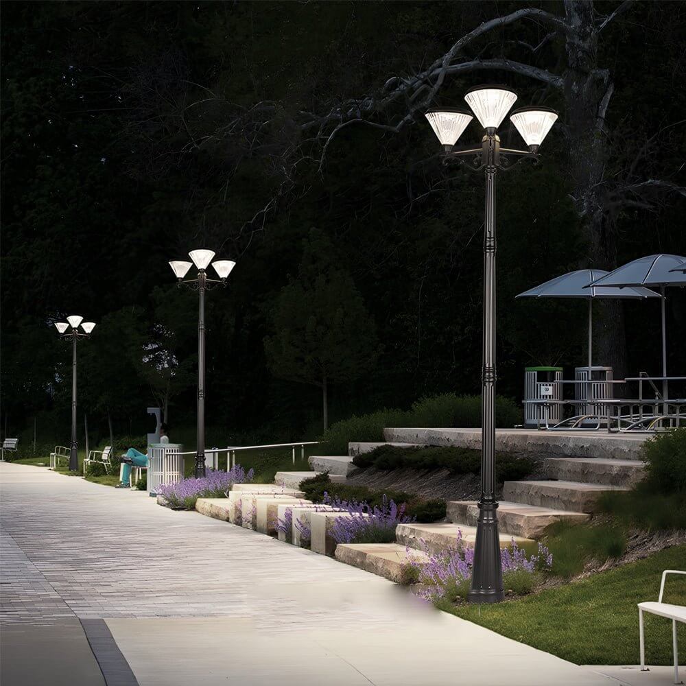 102 - Inch Black Outdoor Street Light with 3 - Light Post Lamp and Pole