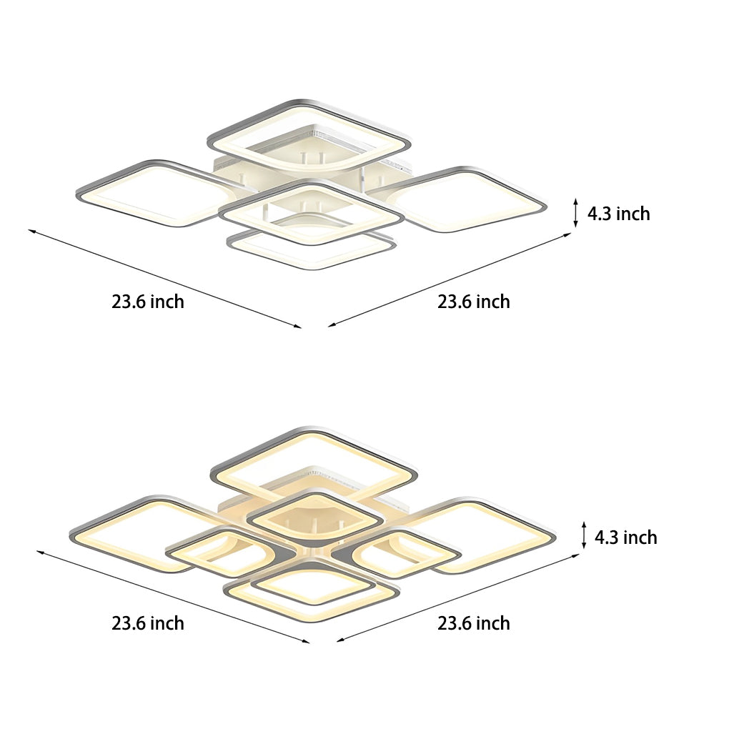 Square Creative Stepless Dimming with Remote Modern Ceiling Lighting Fixture