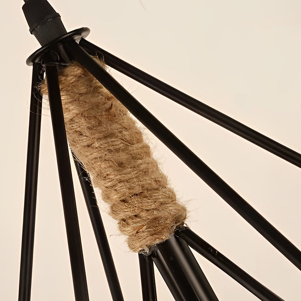 Geometric Creative Iron Rope Lantern Shape Black Rustic Chandelier Pendant Lightings