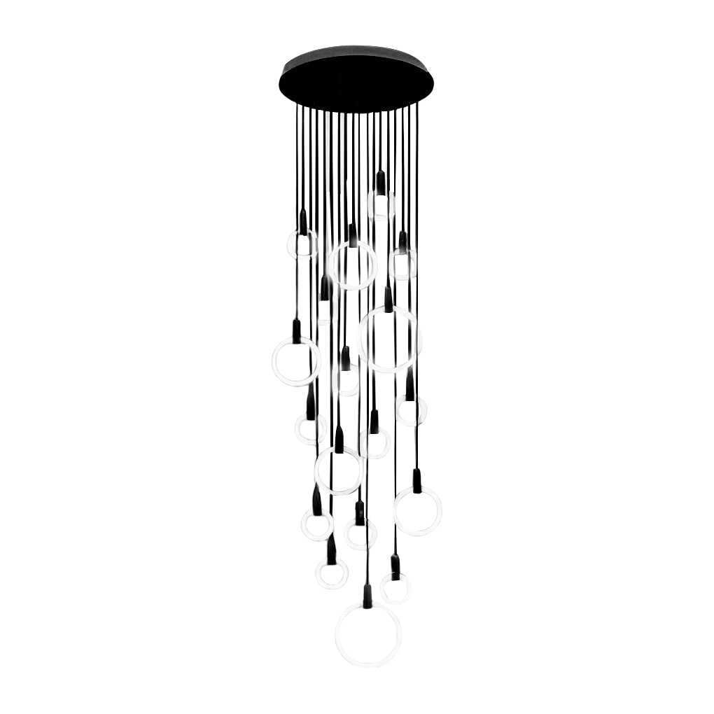 Minimalist Rings Stepless Dimming LED Nordic Duplex Stair Chandelier Design