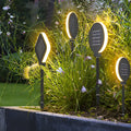 Circular Geometric Shape Waterproof LED Black Modern Solar Lawn Light - Dazuma