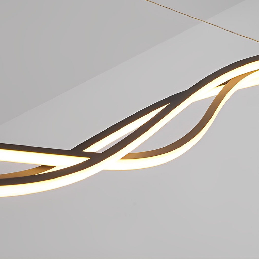 Long Waves Lines Stepless Dimming with Remote Nordic Chandelier Light Design