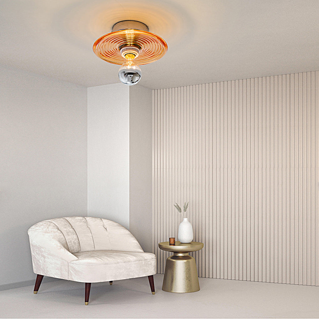 Round Stripes Glass Electroplated Iron Nordic Wall Light Fixture Ceiling Lights