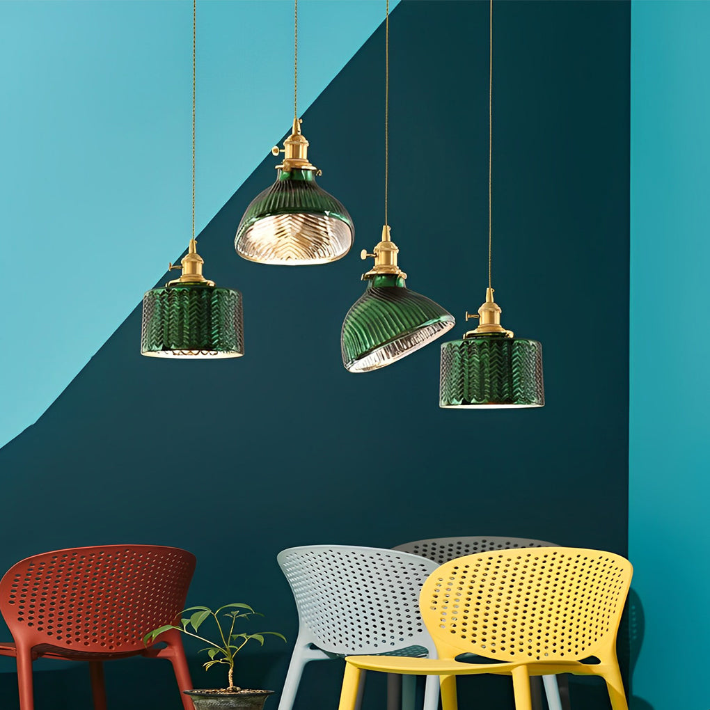 Creative Personality LED Copper Glass Green Retro Nordic Pendant Lightings