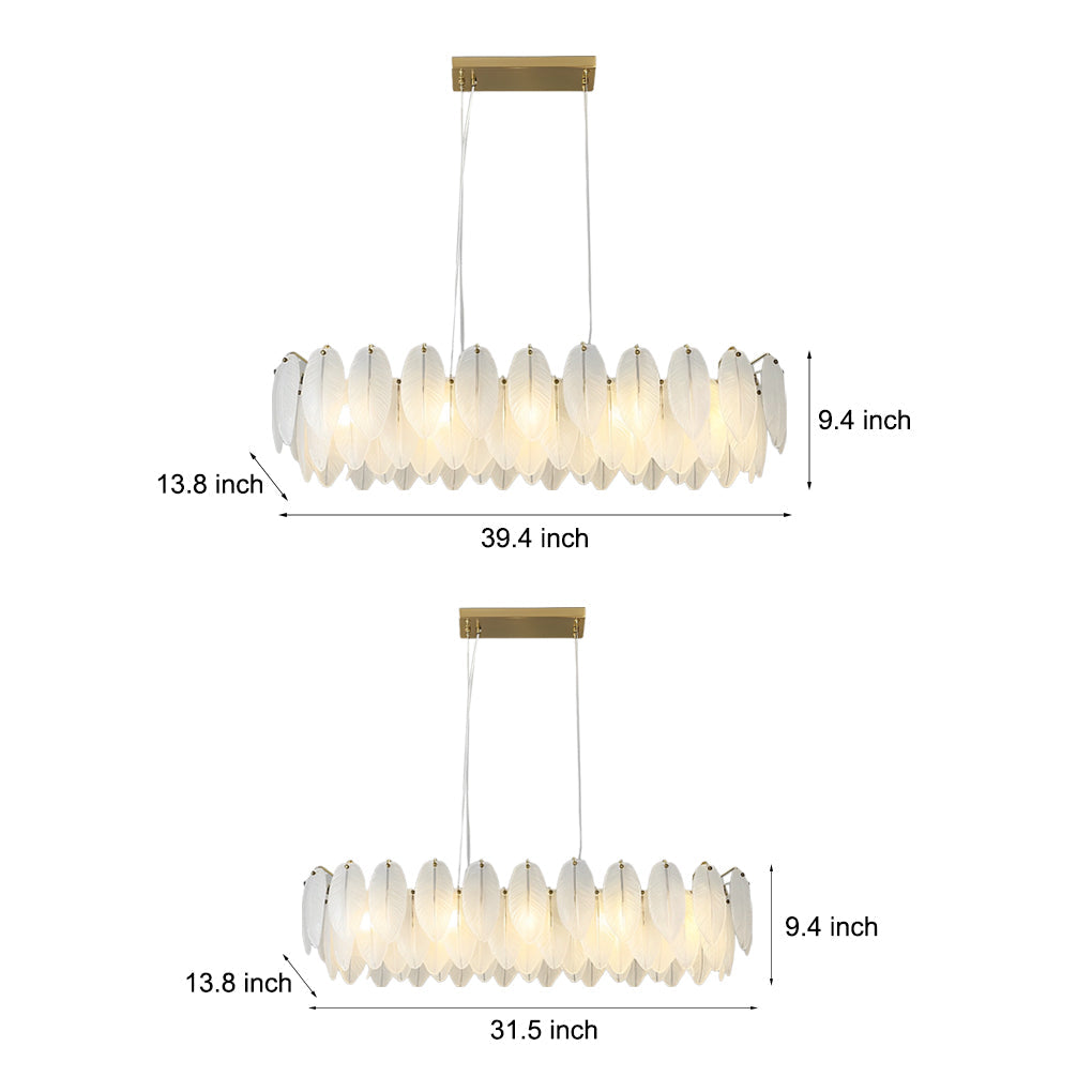 Glass Feathers Three Step Dimming Post-Modern Chandelier Dining Room Light Design