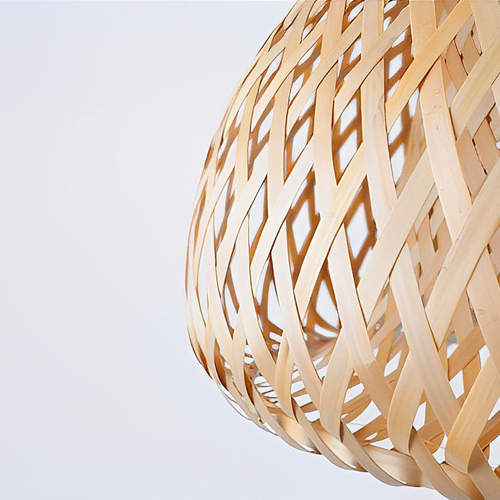 Creative Hand-woven Bamboo Lantern Three Step Dimming LED Chandelier Design