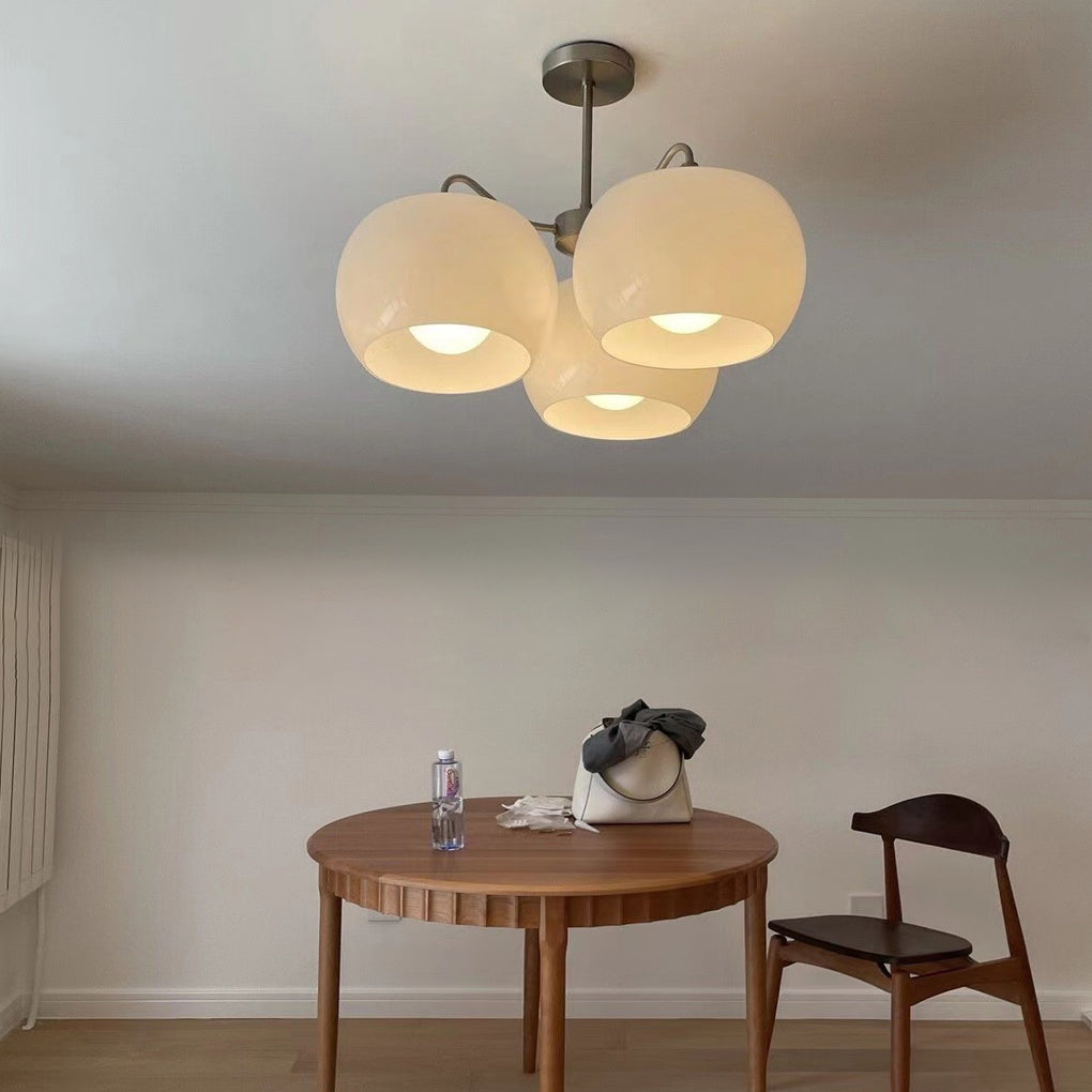 3 Lights Glass E27 White Vintage Chandelier Pendant Light Hanging Light Fixture