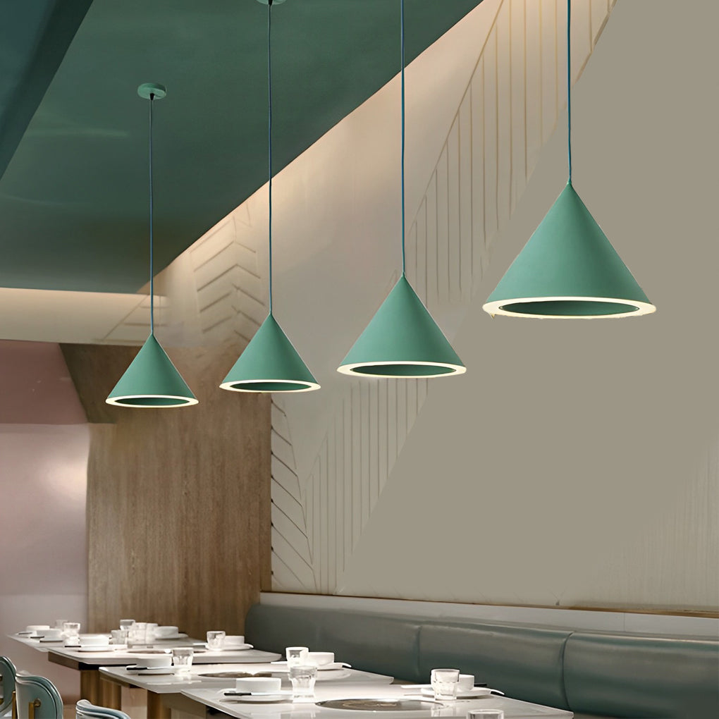 Cone Shaped Pendant Lights LED Macaron Color Ceiling Light
