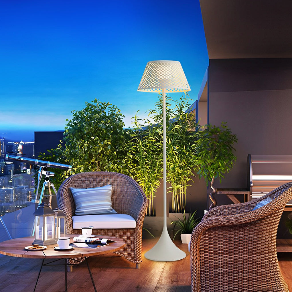 Rattan Metal Waterproof LED Solar Powered Modern Outdoor Floor Lamp - Dazuma