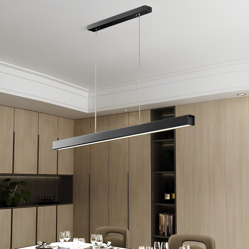 Minimalist Strip Stepless Dimming LED Black Modern Chandelier Pendant Lightings