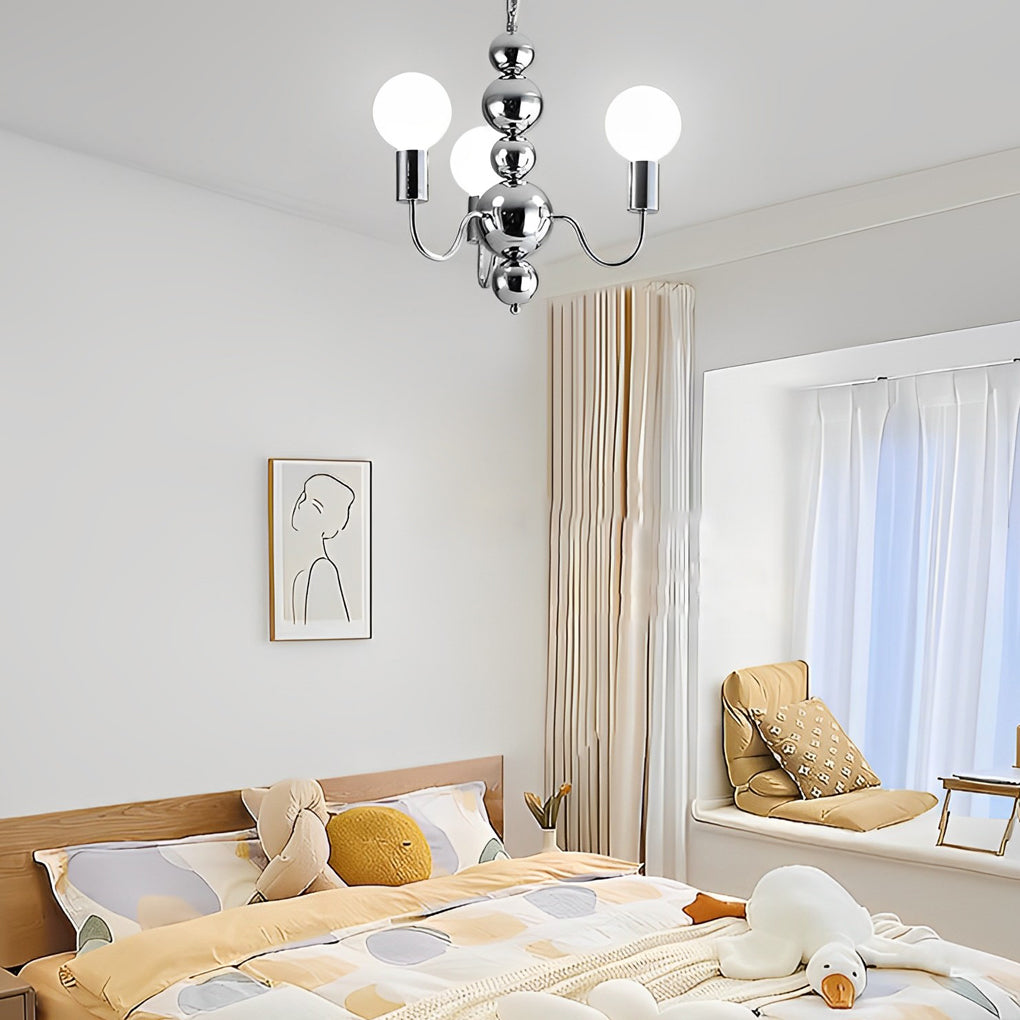 Iron Electroplating Glass Ball Shade Minimalist French Style Chandelier Design