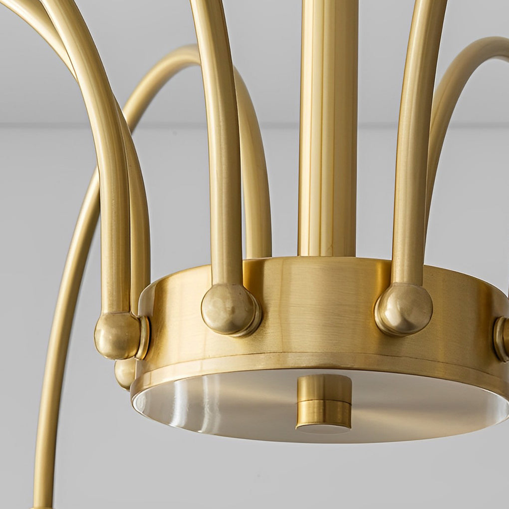 Crystal Shade Copper Curved Arms Luxury Post-Modern Chandelier Light Design
