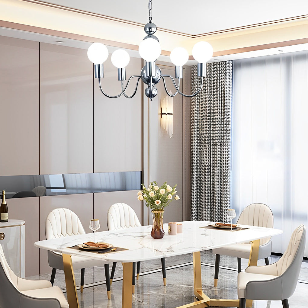 Iron Electroplating Glass Ball Shade Minimalist French Style Chandelier Design