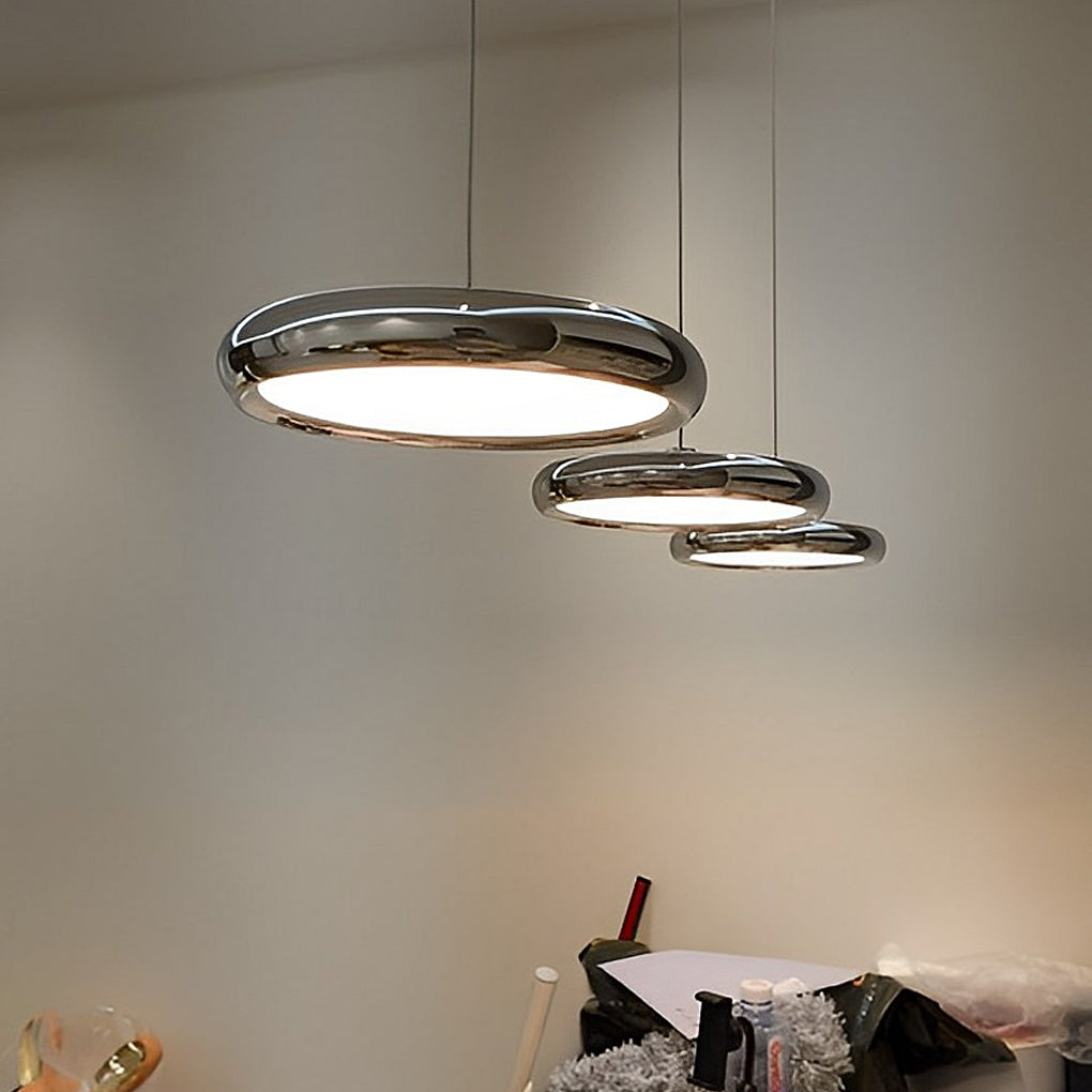Minimalist Round Mirrored Aluminum Acrylic LED Modern Chandelier Light Design