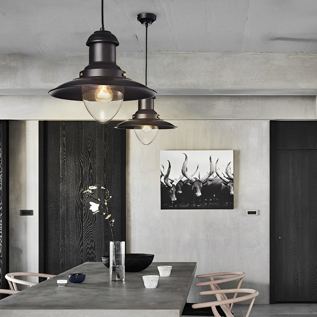 Round Retro Metal Hat Industrial Style Small Chandelier Pendant Lightings