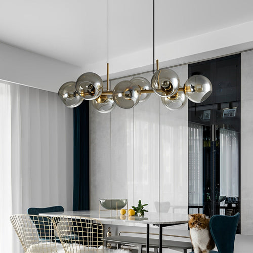 8 Lights Glass Shade LED Postmodern Chandelier Dining Room Light Fixtures Design