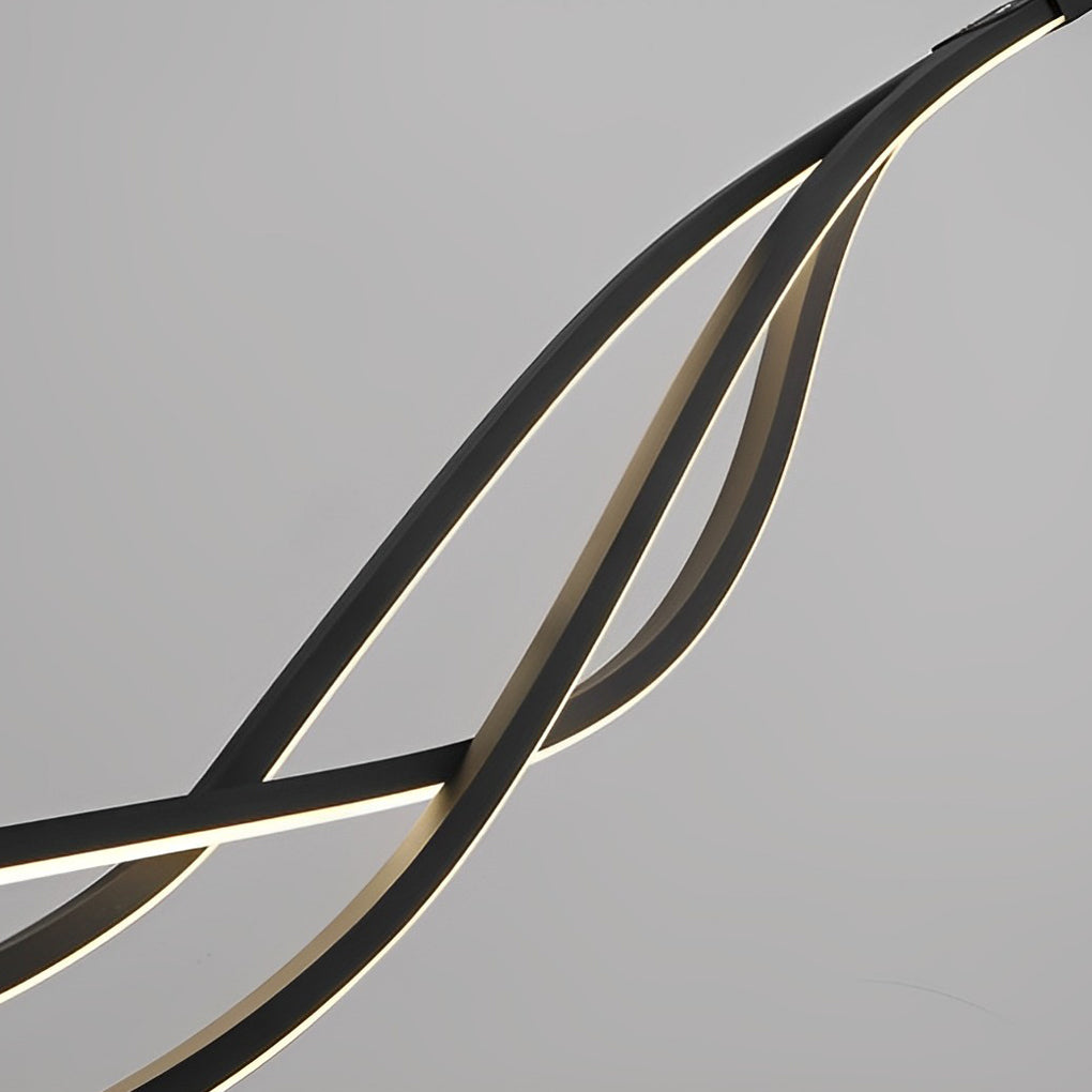 Long Waves Lines Stepless Dimming with Remote Nordic Chandelier Light Design