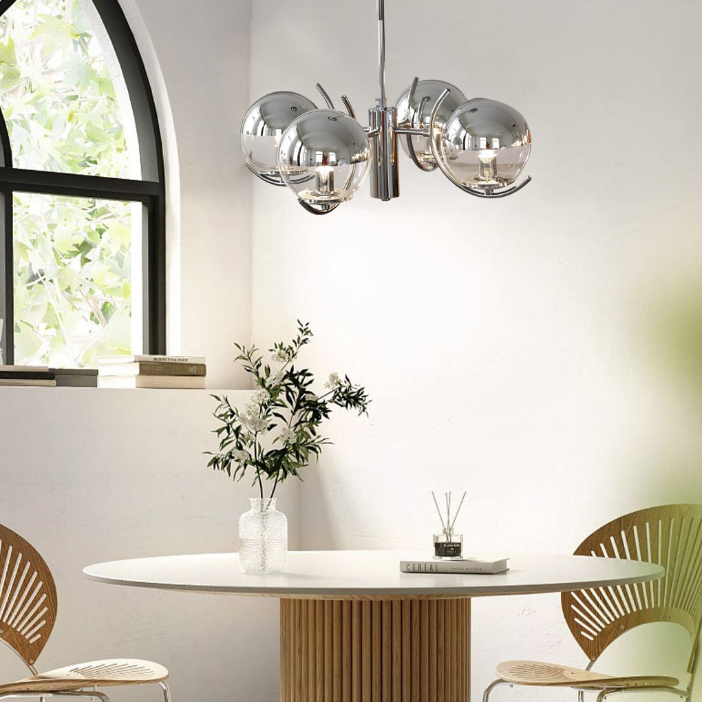 4/5 Lights Glass Globe Ball Electroplating Iron Nordic Chandelier Light Design