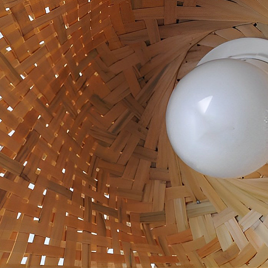 Creative Hand-woven Bamboo Lantern Three Step Dimming LED Chandelier Design