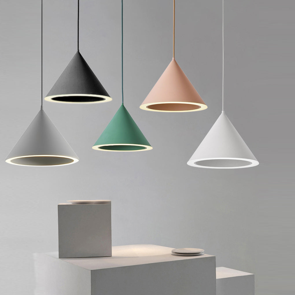 Cone Shaped Pendant Lights LED Macaron Color Ceiling Light