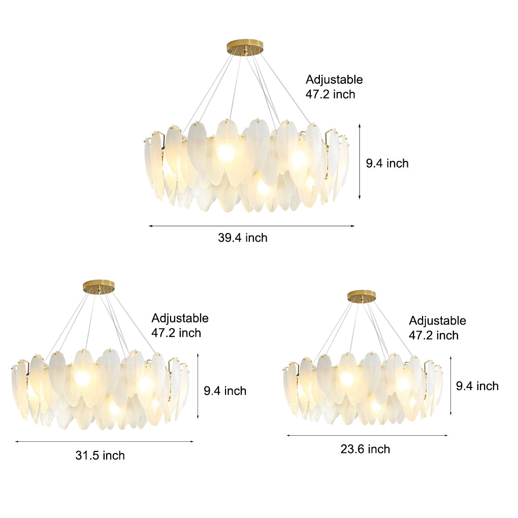 Glass Feathers Three Step Dimming Post-Modern Chandelier Dining Room Light Design