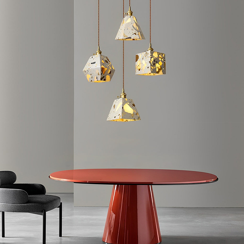 Retro Creative Terrazzo Concrete Eye Protection Nordic LED Chandelier Design