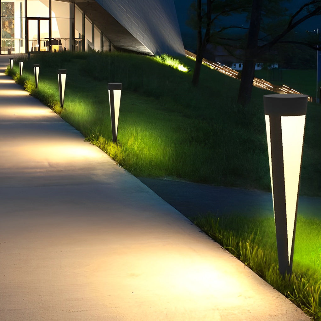 Round Gray Solar Outdoor Light Waterproof LED Lawn Lamp