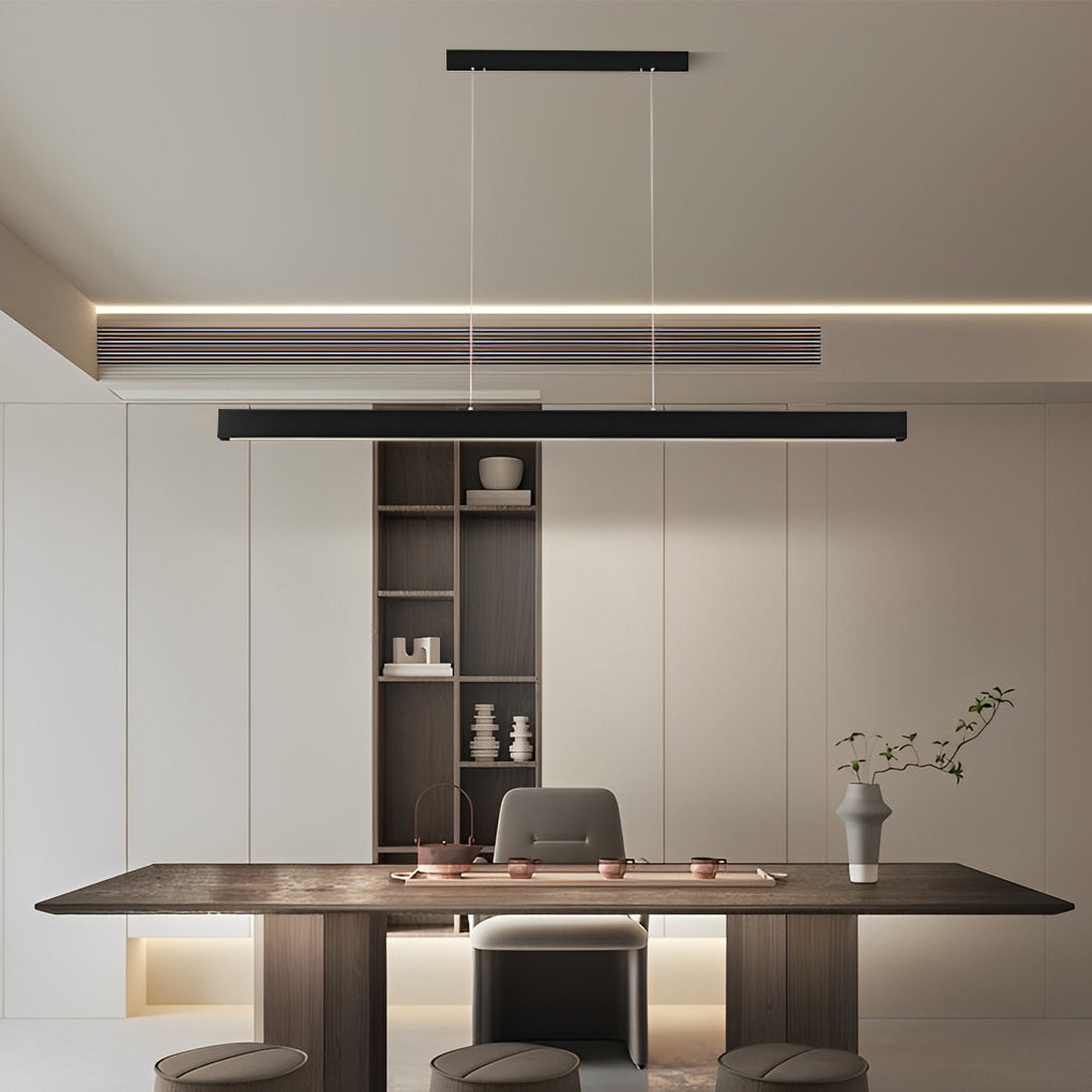 Minimalist Strip Stepless Dimming LED Black Modern Chandelier Pendant Lightings