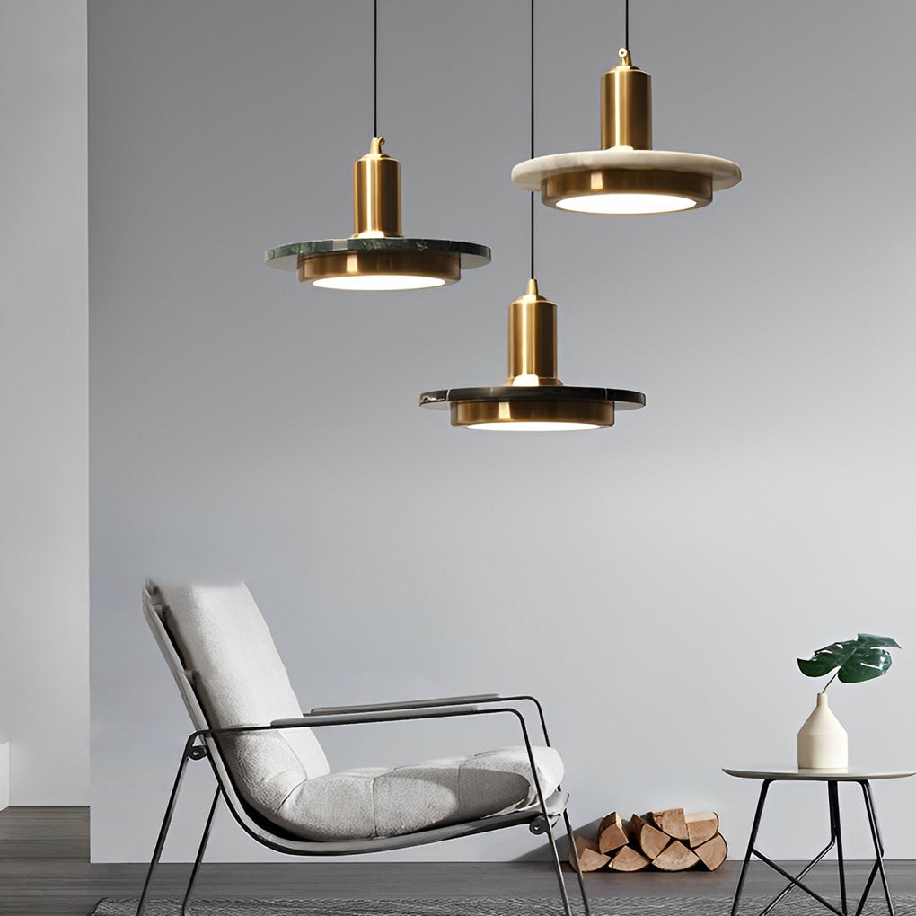Round Flying Saucer Shape Electroplated Iron LED Modern Pendant Lightings