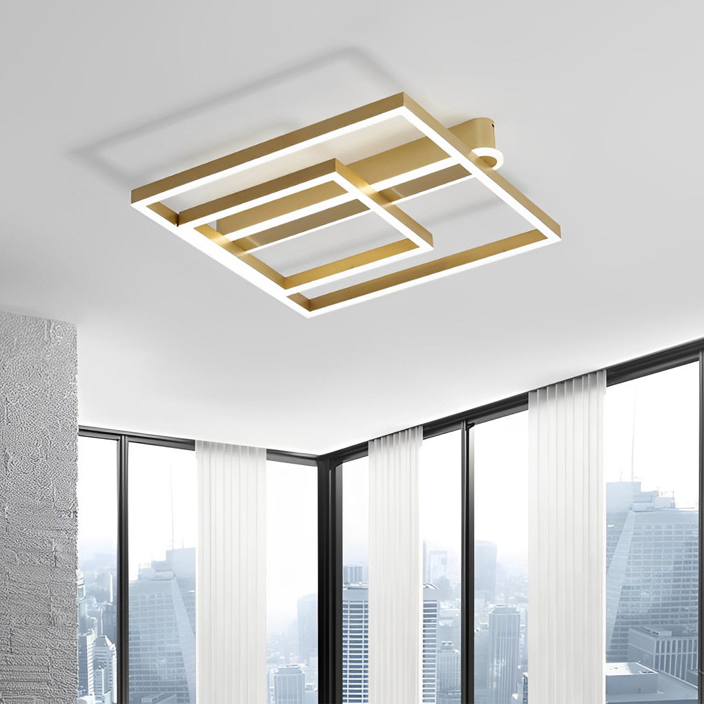 Square Double Frame Metal Aluminum Creative LED Nordic Ceiling Lighting Fixture