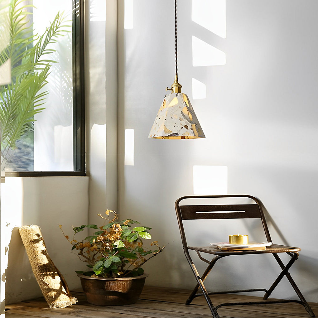 Retro Creative Terrazzo Concrete Eye Protection Nordic LED Chandelier Design