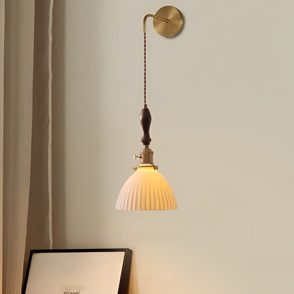 Creative Ceramic Copper LED 12W Nordic Pendant Light Plug in Wall Light Fixture