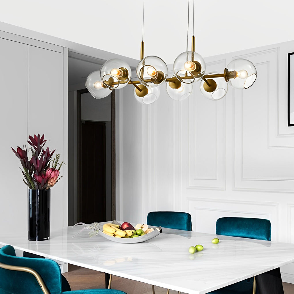 8 Lights Glass Shade LED Postmodern Chandelier Dining Room Light Fixtures Design