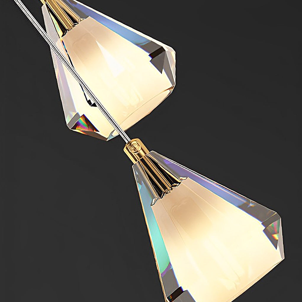 Creative Crystal Shade Three Step Dimming Nordic Staircase Chandelier Design