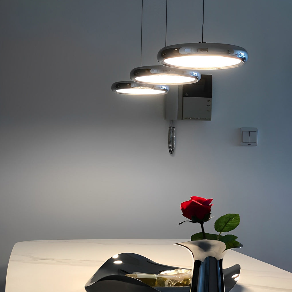 Minimalist Round Mirrored Aluminum Acrylic LED Modern Chandelier Light Design