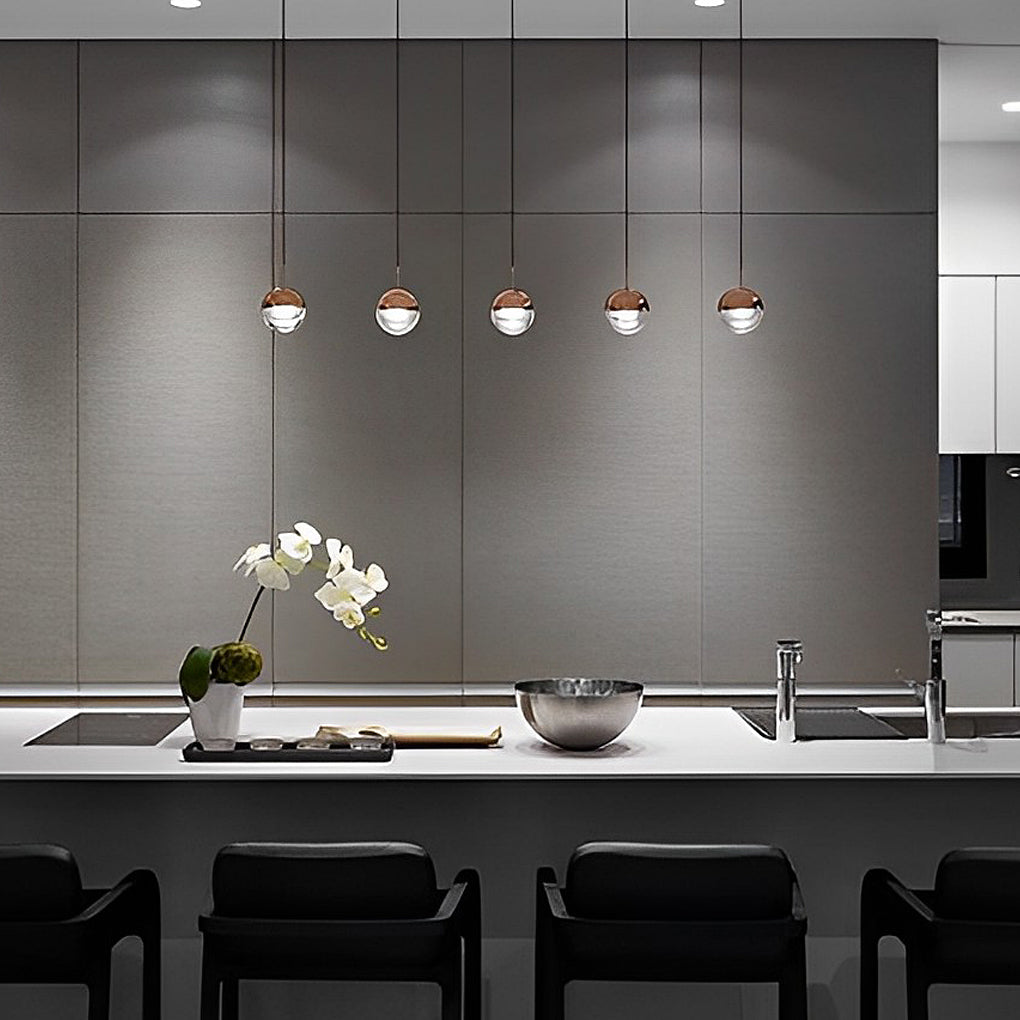 Round Rotating Minimalist Metal Glass Nordic LED Pendant Lighting Chandelier