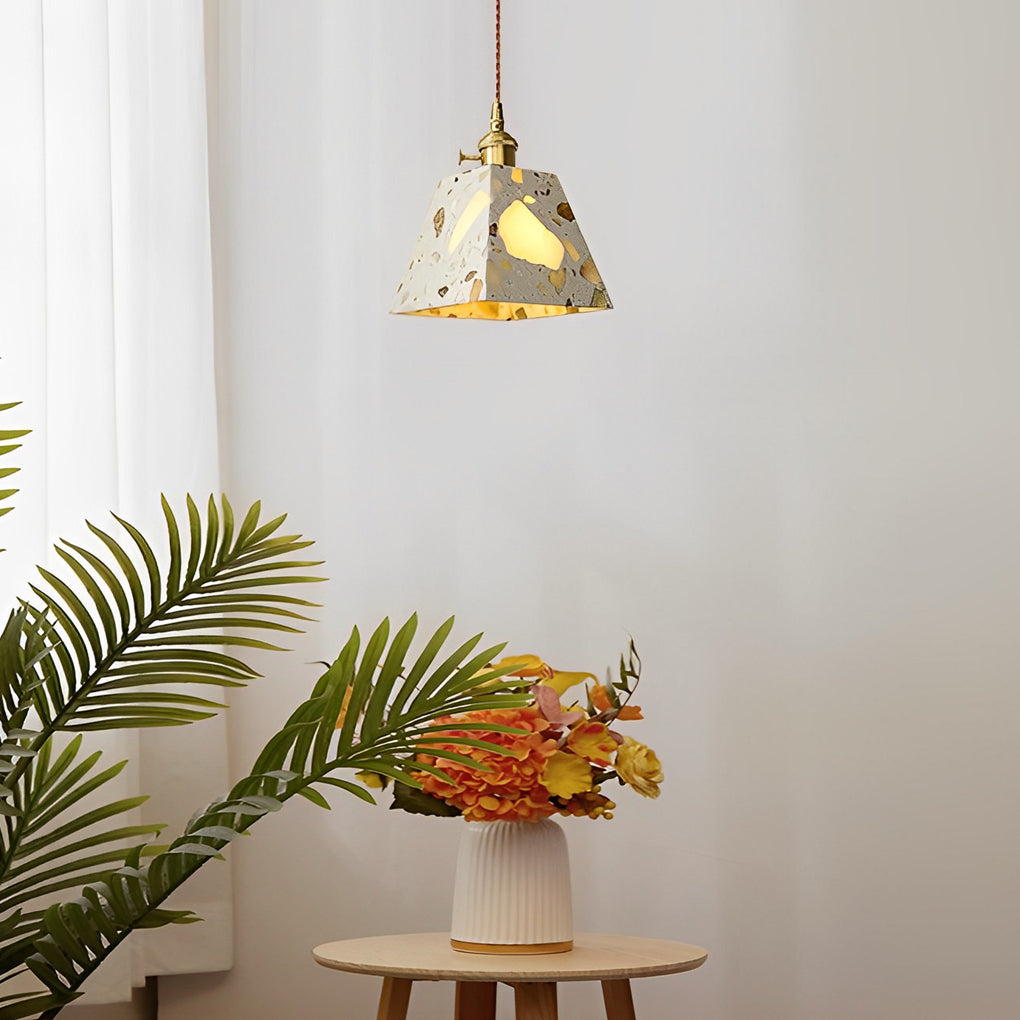 Retro Creative Terrazzo Concrete Eye Protection Nordic LED Chandelier Design