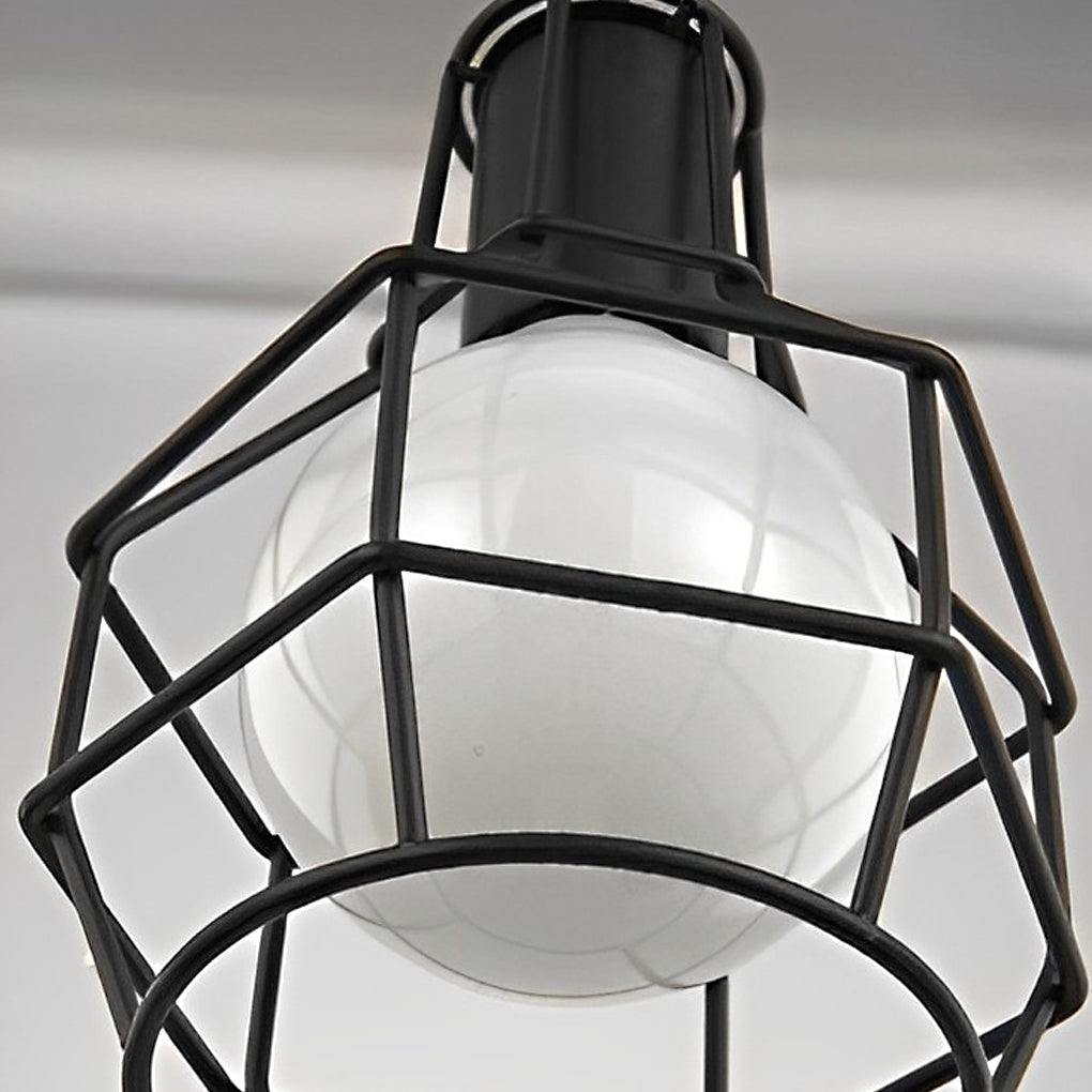 Retro Creative Metal Lantern Cage Shape Industrial Style Chandelier with Button Switch Design