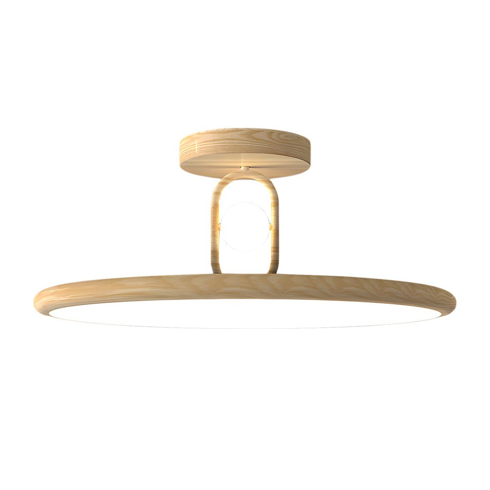15.7/19.7 - in Wood Grain Round Semi Flush Mount Ceiling Light