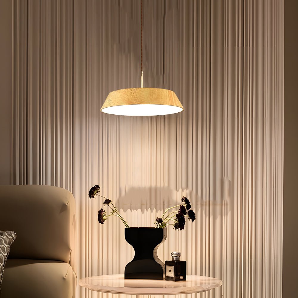 15.74 - Inch Round Wood Japanese Style LED Pendant Light